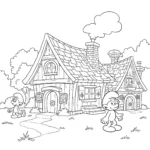 coloriage Le village des Schtroumpfs pour enfant a imprimer gratuit