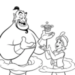 coloriage Le vœu du Génie pour enfant de 5 ans