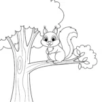 coloriage L’écureuil dans l’arbre pour primaire
