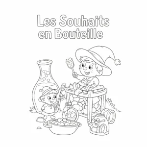 coloriage Les Souhaits en Bouteille à imprimer pour enfant de 7 ans