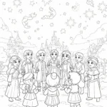 coloriage Les amis d’Asha et la fête des souhaits a colorier en ligne gratuitement
