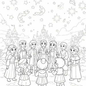 coloriage Les amis d’Asha et la fête des souhaits a colorier en ligne gratuitement