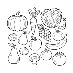 coloriage Les fruits et légumes du jardin a imprimer gratuitement