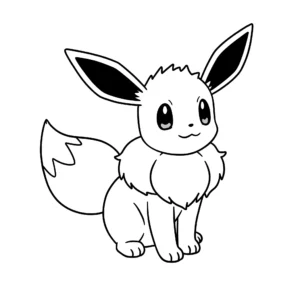 coloriage Les oreilles pointues d’Évoli gratuit a imprimer
