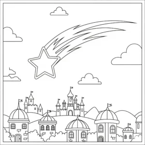 coloriage L’étoile filante au dessus de Rosas de pour enfants
