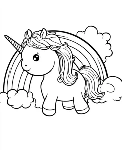 coloriage Licorne Kawaii à imprimer pour enfants