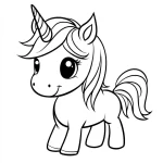coloriage Licorne Kawaii à imprimer pour enfant de 6 ans