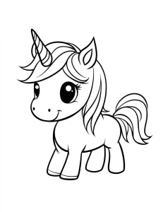 coloriage Licorne Kawaii à imprimer pour enfant de 6 ans