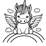 imprimer coloriage Licorne Kawaii gratuit