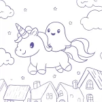 coloriage Licorne Kawaii à imprimer pour enfant de 2 ans