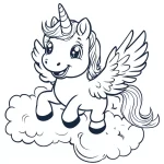coloriage Licorne Kawaii pour enfants à télécharger