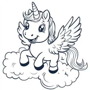 coloriage Licorne Kawaii pour enfants à télécharger