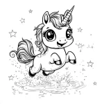 télécharger coloriage Licorne Kawaii gratuit