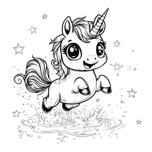 télécharger coloriage Licorne Kawaii gratuit