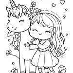 coloriage Licorne Kawaii et découpage à imprimer