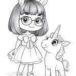 coloriage Licorne Kawaii pour enfant gratuit