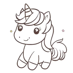 coloriage Licorne Kawaii à imprimer pdf gratuit