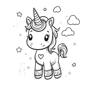 coloriage Licorne Kawaii à imprimer pdf gratuit