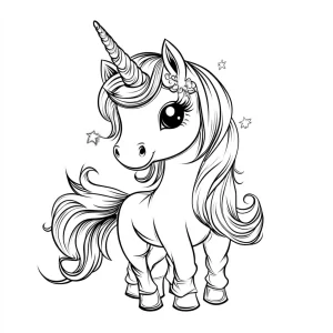 coloriage Licorne Kawaii à imprimer pdf