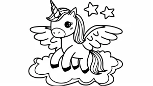 coloriage Licorne Kawaii à imprimer pdf gratuit
