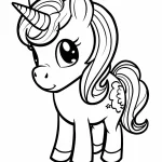 imprimer coloriage Licorne Kawaii pour enfant