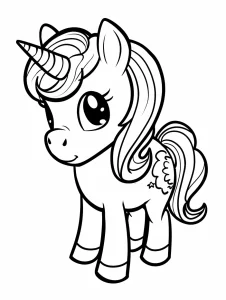 imprimer coloriage Licorne Kawaii pour enfant