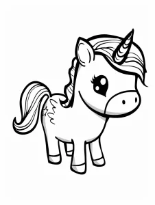 image pour coloriage Licorne Kawaii enfant