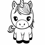 coloriage Licorne Kawaii pour enfant de à imprimer