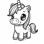 coloriage Licorne Kawaii pour enfant de 8 ans