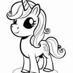coloriage Licorne Kawaii pour enfant de 4 ans