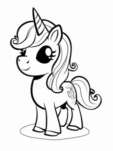 coloriage Licorne Kawaii pour enfant de 4 ans