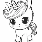 coloriage Licorne Kawaii gratuit a imprimer