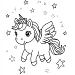 coloriage Licorne Kawaii pour bebe a imprimer
