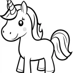 coloriage Licorne Kawaii à imprimer pour enfant de 2 ans