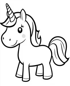 coloriage Licorne Kawaii à imprimer pour enfant de 2 ans