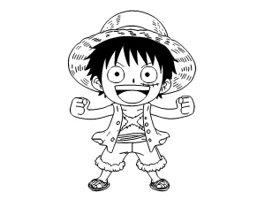 image de coloriage Luffy pour enfant