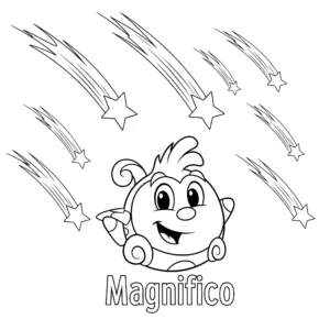 coloriage Magnifico avec des étoiles filantes pour primaire
