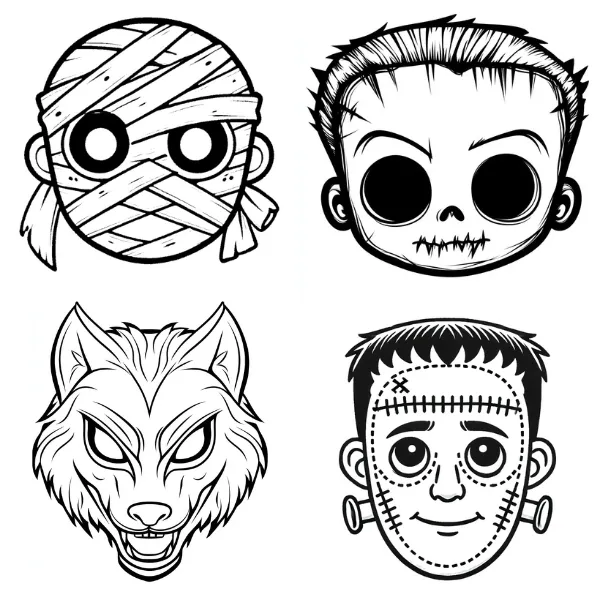 Tranh tô màu Masque Halloween