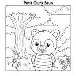 coloriage Petit Ours Brun dans la Nature à imprimer pour enfants