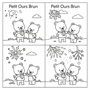 coloriage Petit Ours Brun et les Saisons gratuit pour enfants