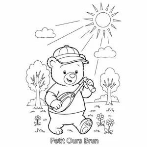 coloriage Petit Ours Brun sous le soleil pour enfant de 3 ans