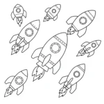 coloriage Plusieurs petites fusées pour primaire