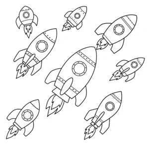 coloriage Plusieurs petites fusées pour primaire