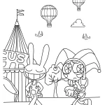 coloriage Pomni a imprimer pour enfant de 4 ans