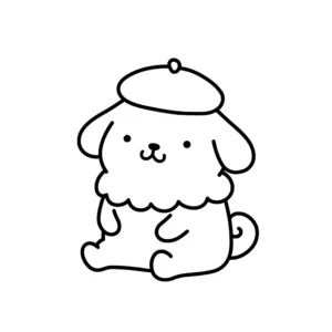 coloriage Pompompurin assis avec son béret a imprimer