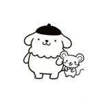coloriage Pompompurin avec son ami la souris a colorier en ligne gratuitement