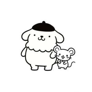 coloriage Pompompurin avec son ami la souris a colorier en ligne gratuitement