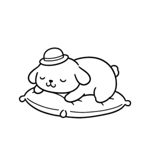 coloriage Pompompurin dormant sur un coussin en ligne
