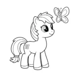 coloriage Poney et un papillon a imprimer gratuit