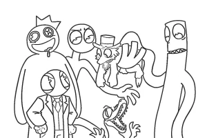 coloriage Rainbow Friend et decoupage a imprimer gratuit